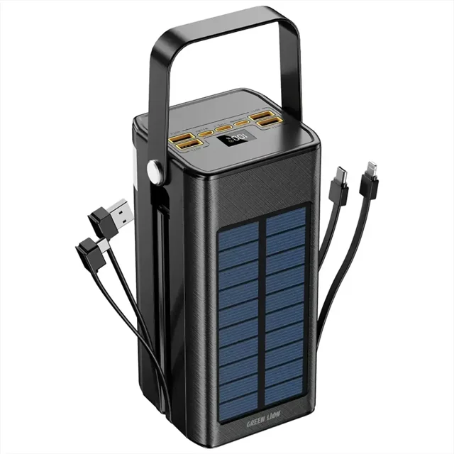 پاوربانک خورشیدی 80هزار ملی آمپر با کابل متصل گرین لاین مدل solar x
